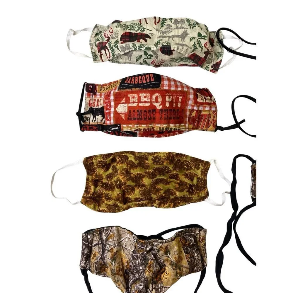 Handmade Fabric Face Masks Hunting Cabin BBQ Reusable Lot Of 7 Work Workwear